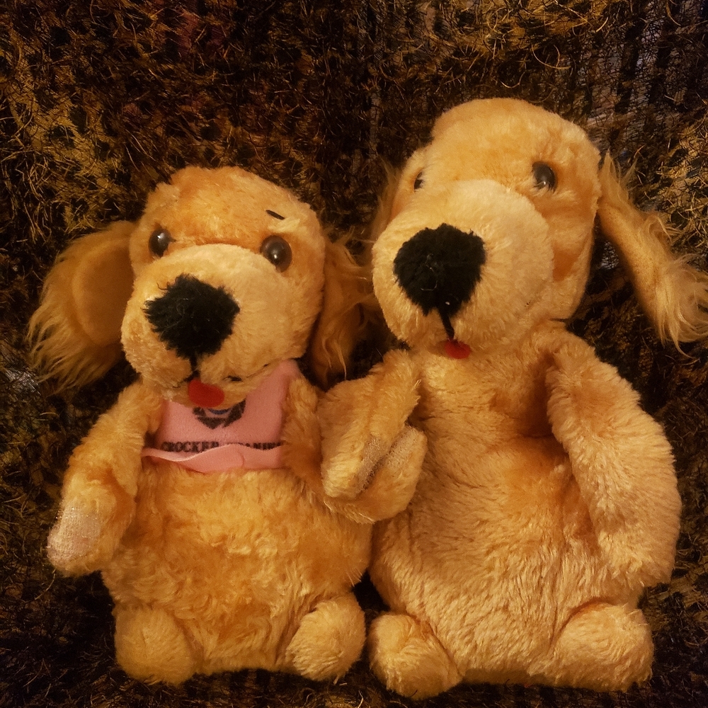 Vintage Crocker Bank Cocker Spaniel Plush Pair - "Hold Hands